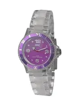 Comprar Reloj Mujer John L Cook Analogo Sport 9338 Acrilico Malla Cristal Bisel Violeta Fondo Cristal
