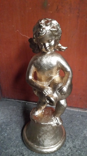 Antigua Escultura De Cemento De Niño Querubin-tienda Propia