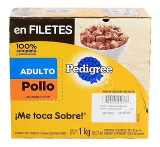 40 Sobres De Pedigree Pollo Filetes 100 Grs C/u Perro Adulto