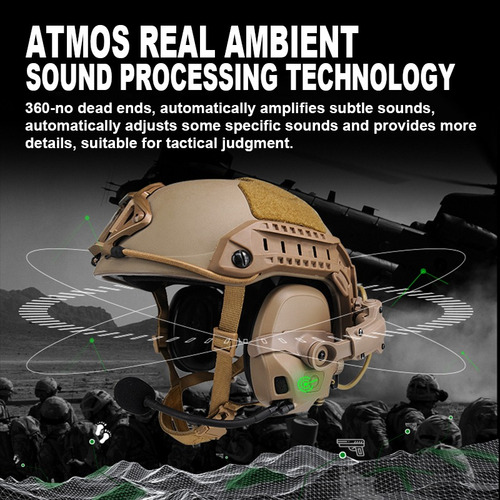 Audífonos Táctico Headset Para Casco Micrófono Militar Bk