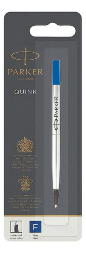 Caneta de recarga Parker Roller Ball Pen preta com pontos finos, cor de tinta azul