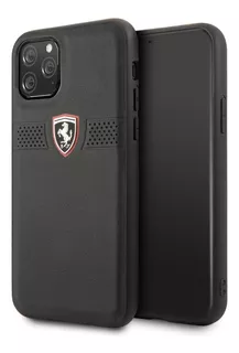 Funda Case Piel Ferrari Perforado Compatible iPhone 11 Pro Color Negro