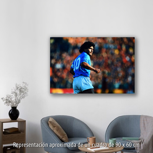 Cuadro Futbol Maradona - Messi 60x40cm Impreso Lienzo Canvas Maradona Napoli
