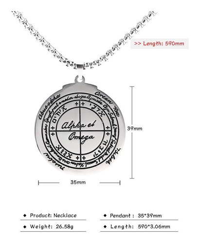 Imagen 2 de 6 de Collar Talismán Amuleto Color Plata Acero Inoxidable Hombre