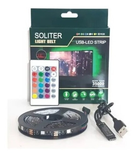 Imagen 4 de 9 de Tira Luces Led Rgb 5050 Usb 2mts Decoracion Tv Gamer Pc