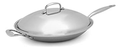 Heritage Steel 13.5  Wok Poco Profundo Con Tapa Titanio Refo