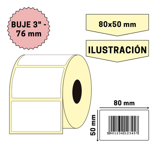 Etiquetas Ilustración 80 X 50 Mm(anchxalt)rollo X3000 Buje3 