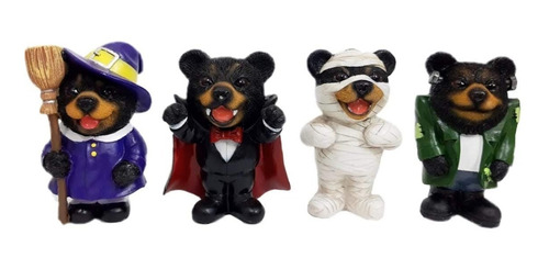 4 Figuras De Oso Decoración De Halloween Bruja Momia Vampiro