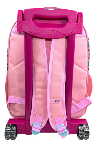 Mochila Con Carrito Stitch Tornasol Primaria Ruz Original Rosa Stitch Tornasol