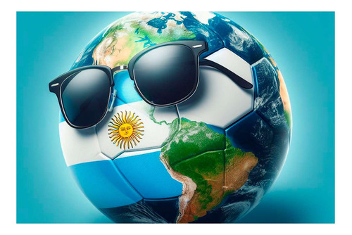 Vinilo 30x45cm Pelota Futbol Argentina Mundo Bandera M4