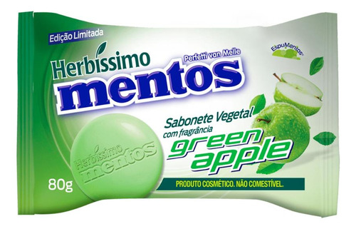 Sabonete Vegetal Mentos Green Apple Com 80g Herbissimo