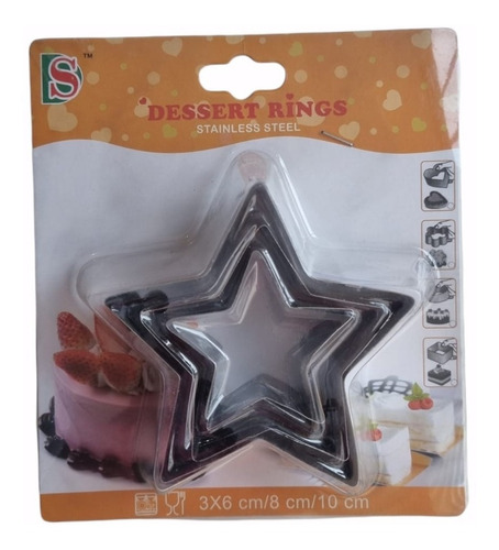 Set 3 Estrellas Moldes Cortador Galletas Dulces Repostería 