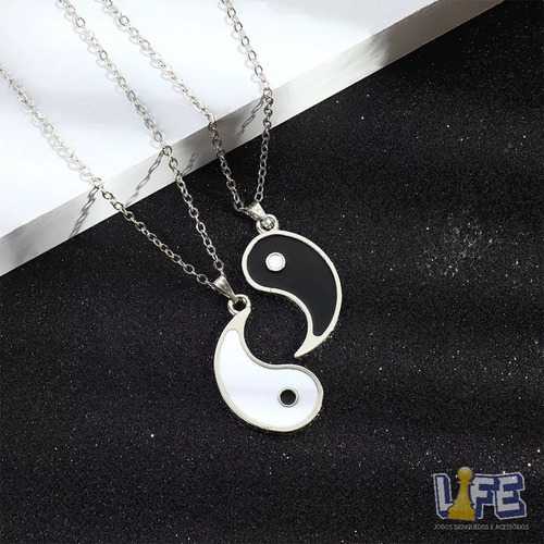 Colar Duplo Yin Yang Naruto - Namoro/ Best Friends (1 Par) Cor Prateado