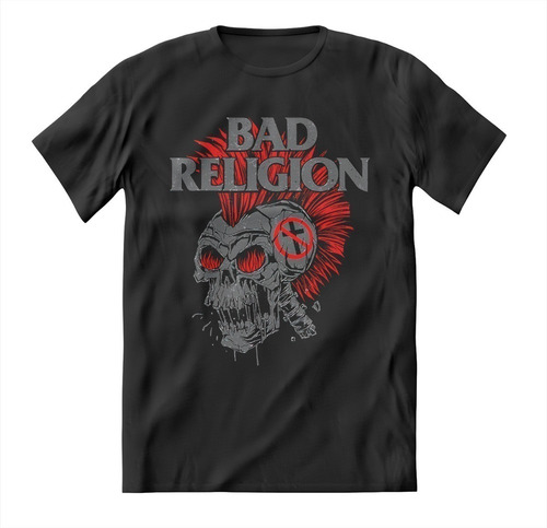 Remera Negra Bad Religión 100% Algodón Dtg 02