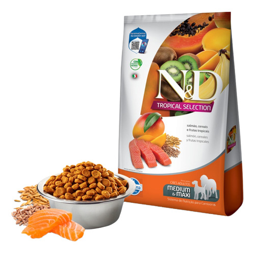 Ração N&d Tropical Selection Cães Ad Médio/max Salmão 12kg