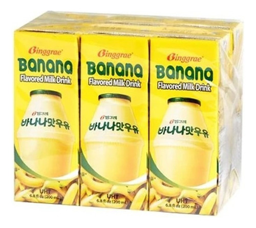 Binggrae Leche Sabor Plátano 6 Pack 200ml C/u