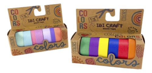 Cinta Adhesiva Decorativa 6 Rollos Colores 5mt C/u Ibicraft