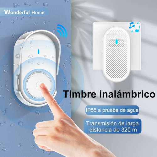 Timbre Inalámbrico Impermeable D11, 1 Transmisor, 3 Receptor