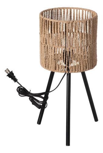 Lámpara De Pie Trípode De Bambú Con Cable Y Interruptor