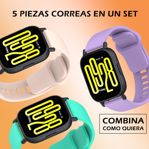 5 Correas Silicona Para Redmi Watch 5 Active Lite + Funda Set 4 Para Redmi Watch 5 Active