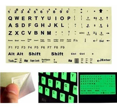 Ser Inglés Us Teclado Pegatinas Fluorescentes Letras De Negr