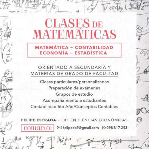 Imagen 1 de 9 de Clases De Matemática, Contabilidad, Estadística, Economía.