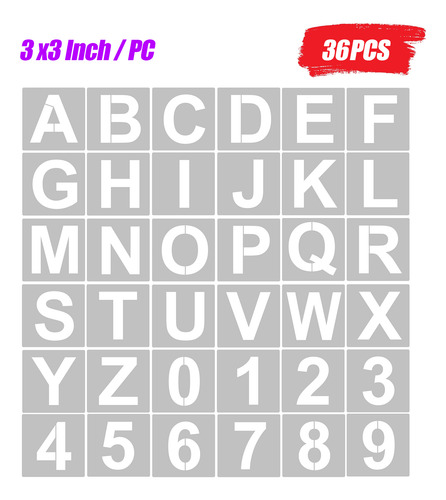 36 Plantillas De 3 Letras Y Números Para Arte Y Decoración,