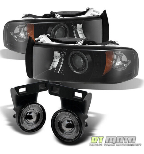 Par Faros Negro Ahumado Led Dodge Ram 2500 Custom 1998 5.9l