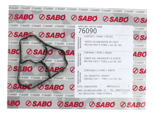 Junta Suporte Do Filtro De Óleo Idea 1.6 16v E-torq Sabó