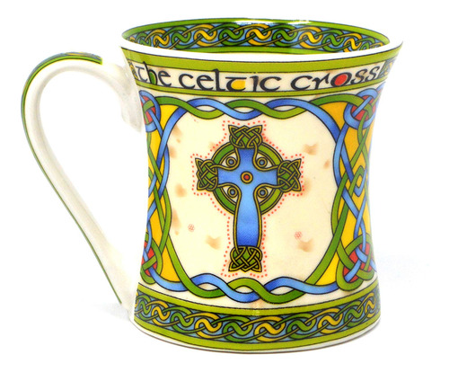 Taza De Porcelana Irlandesa Cruz Celta Alta
