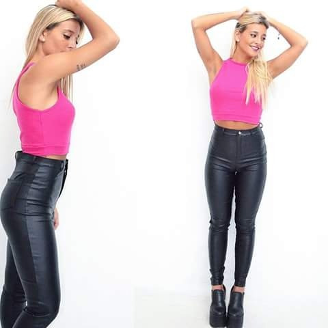 Pantalon Cuerina Tiro Alto