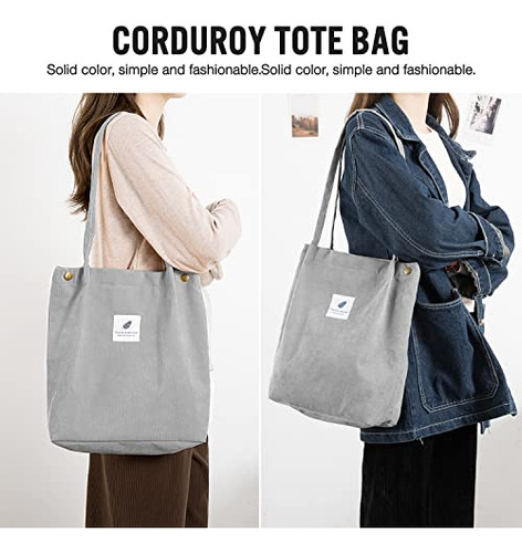 Bolso Ndeno Corduroy Para Mujer Gris Con Bolsillo Interior