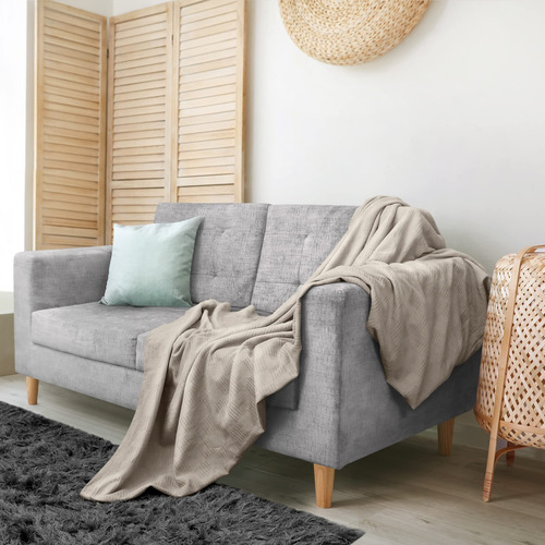 Ropa De Cama Blanket Utopia, Color Caqui, 100% Algodón, Tama