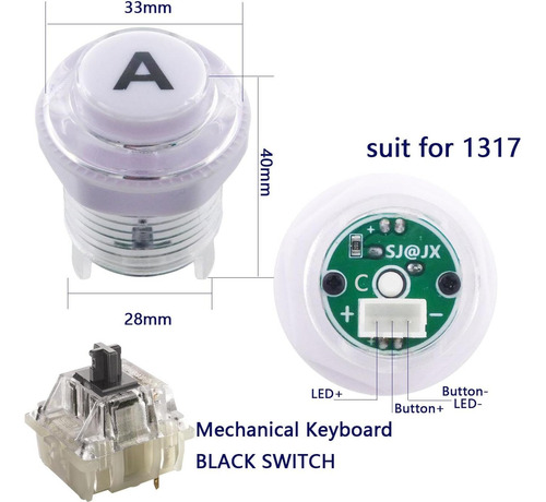 Kit Controlador Arcade Usb Sj@jx Con Joystick Y Botones Led