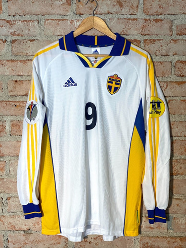 Suécia Euro 2000 Uniforme 2 Número 9 Ljungberg Manga Longa