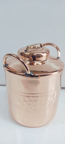Imagen 3 de 3 de Lechero De Cobre Solo Decoración Artesanía Chilena