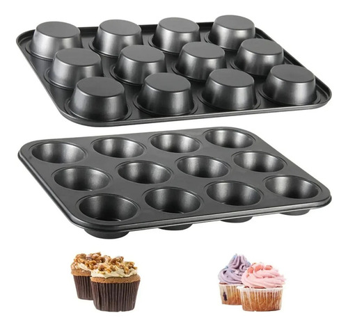 . Molde 12 Moldes Para Magdalenas, Pastelería, Magdalenas Y