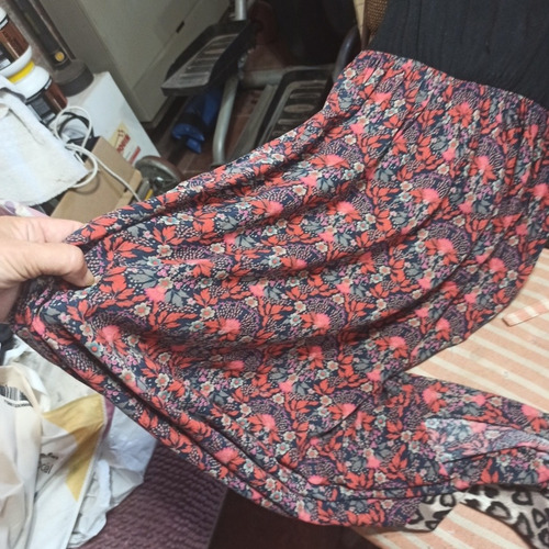 Vestido Largo Solera Combinado Modal Negro Falda Larga Fibra (Usado)