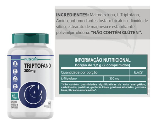 Triptofano 300mg - Suplemento Vegan 60 Cápsulas