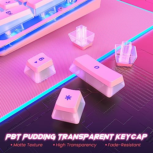 Pacote De Teclado Gamer Rosa Led, 104 Teclas, Anti-ghosting