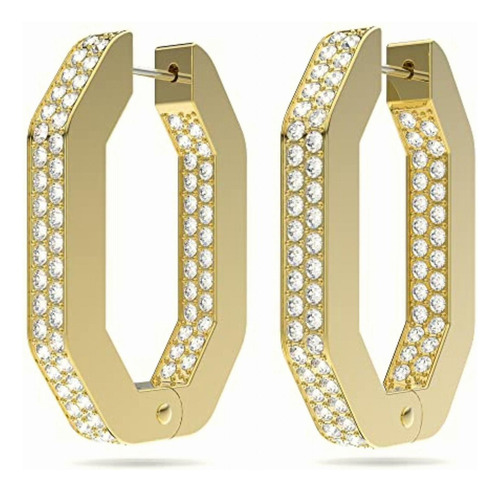 Aretes De Aro Dextera, Forma Octagonal, Medianos, Blancos,
