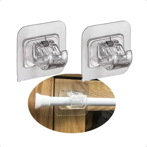 Suporte para Varão Adesivo para Pendurar Zenlart Cortina cor Transparente
