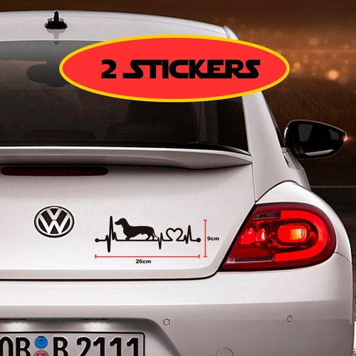 Sticker Para Auto Frecuencia De Perro Salchicha 2 Stickers