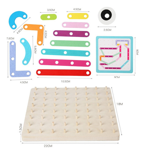 F Montessori Madera Geoboard Juguete Conjunto Educativo Para