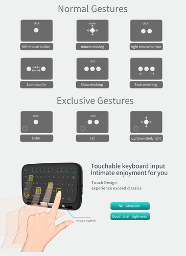 Aa Teclado Inalámbrico Mini Touchpad Air Mice 2.4ghz Qwerty