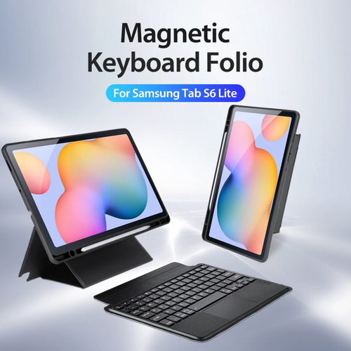 Funda De Teclado Negra Con Soporte Para Samsung Galaxy Tab S