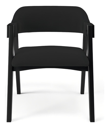 Kit 4 Cadeiras Sala de Jantar Estar Living Estofada Suran L02 Preto Suede Preto