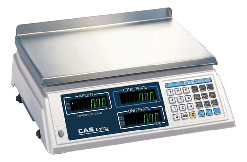 Cas S-2000 Bascula De Calculo De Bajo Perfil De 30 Libras, C