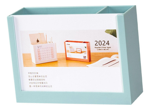 Plano De Mesa E Calendário 2024 Com Porta-caneta, Azul