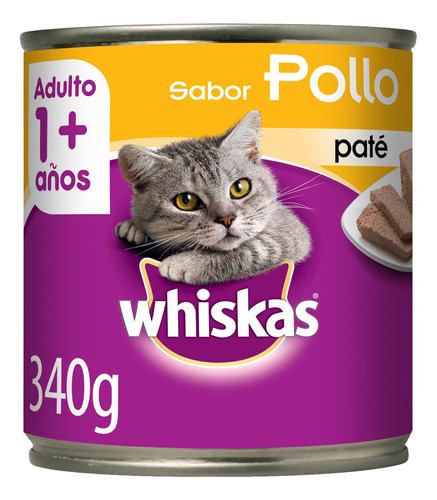 Whiskas Alimento Húmedo Lata Gato Sabor Pollo 340gr X1un